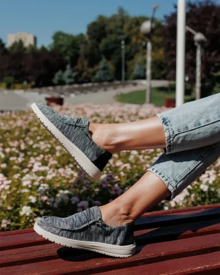 Pantofi casual dama negri din material textil Maziva