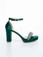 Sandale dama cu toc verzi din material textil Menara