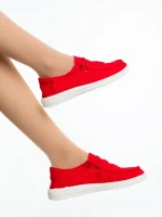 Pantofi casual dama rosii din material textil Mirada