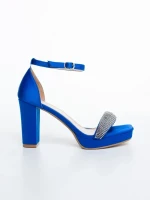 Sandale dama cu toc albastre din material textil Menara