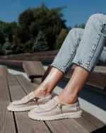 Pantofi casual dama bej din material textil Midona