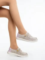 Pantofi casual dama bej din material textil Midona