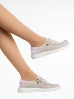 Pantofi casual dama bej din material textil Midona