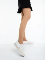 Mocasini dama albi din piele ecologica Emena