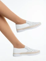 Mocasini dama albi din piele ecologica Emena