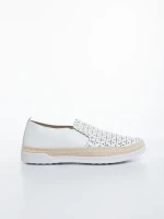 Mocasini dama albi din piele ecologica Emena