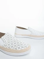 Mocasini dama albi din piele ecologica Emena