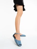 Sandale dama albastre din material textil Elmena