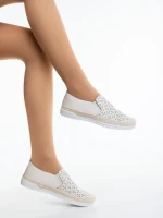 Mocasini dama bej din piele ecologica Emena