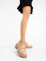 Mocasini dama bej din piele ecologica Stansie