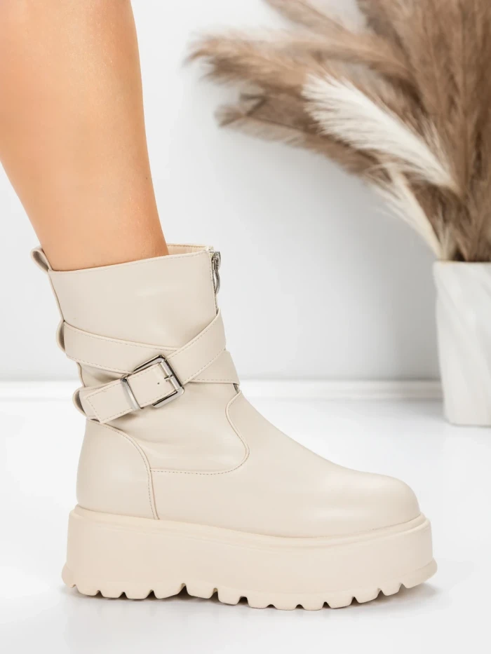 Ghete Dama cu Platforma 5W83 BEIGE | MEI