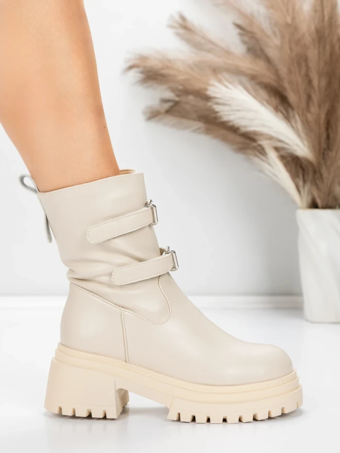 Ghete Dama cu Platforma 5W80 BEIGE | MEI