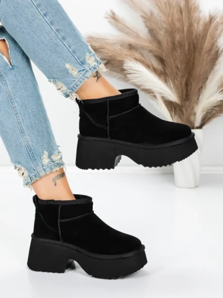 Ghete Dama din piele naturala 5W70 BLACK | PANTOFUL