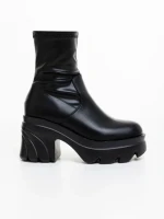 Botine dama cu toc negre din piele ecologica Enola