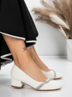 Pantofi cu Toc mic 3XKK99 Alb » MeiShop.Ro
