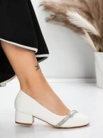 Pantofi cu Toc mic 3XKK99 Alb » MeiShop.Ro
