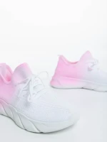 Pantofi sport dama albi cu roz din material textil Lienna