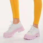 Tenisi dama alb cu roz din material textil Colette