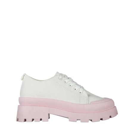 Tenisi dama alb cu roz din material textil Colette