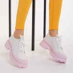 Tenisi dama alb cu roz din material textil Colette