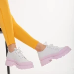 Tenisi dama alb cu roz din material textil Colette