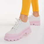 Tenisi dama alb cu roz din material textil Colette