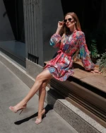 Sandale dama champagne din material textil Cadara