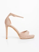 Sandale dama champagne din material textil Cadara