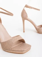 Sandale dama champagne din material textil Cadara