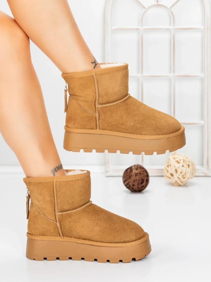 Ghete Dama din piele naturala 5W93 YELLOW | PANTOFUL