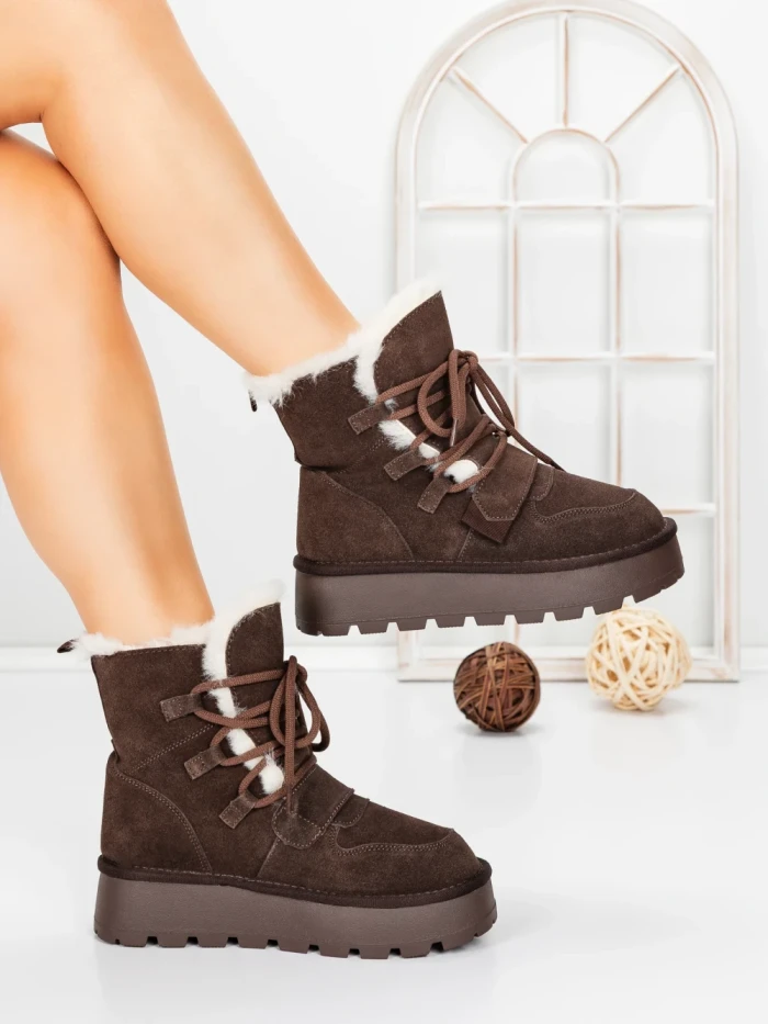 Ghete Dama din piele naturala 5W96 BROWN | PANTOFUL