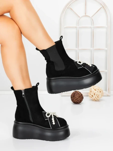 Ghete Dama cu Platforma 56WL9 BLACK | MEI