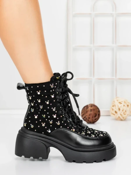 Ghete Dama cu Platforma 5WL89 BLACK | MEI