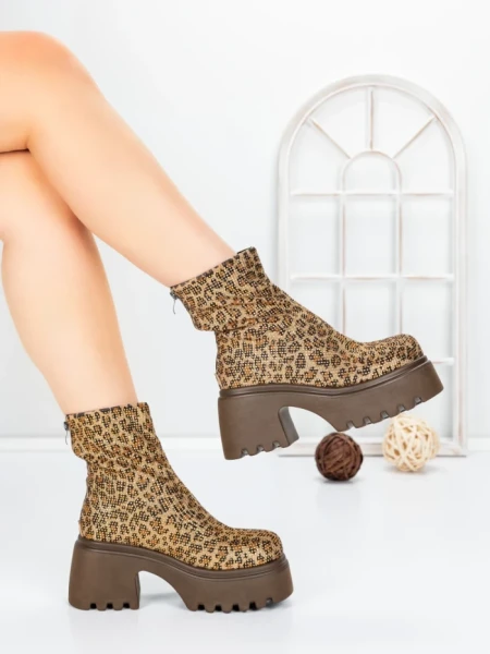Ghete Dama cu Platforma 5WL77 LEOPARD PRINT | MEI