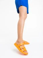 Papuci dama portocali din material sintetic Mika