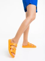 Papuci dama portocali din material sintetic Mika