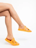 Papuci dama portocali din material sintetic Mika