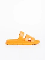Papuci dama portocali din material sintetic Mika