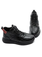 Ghete Barbati din piele naturala 5786 BLACK-RED | ADVANCER