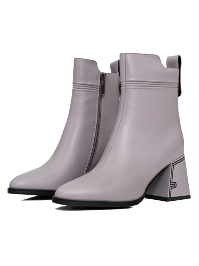 Botine Dama cu toc gros K107-55-B81B Gri » MeiShop.Ro