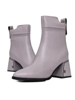 Botine Dama cu toc gros K107-55-B81B Gri » MeiShop.Ro