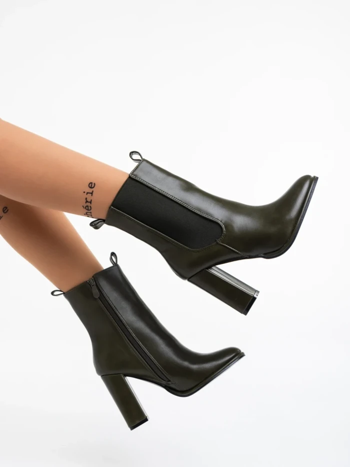 Botine dama verzi din piele ecologica Kaylah