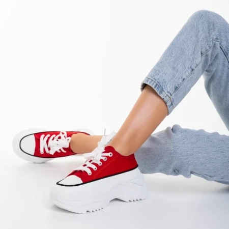 Tenisi dama rosii din material textil Unika