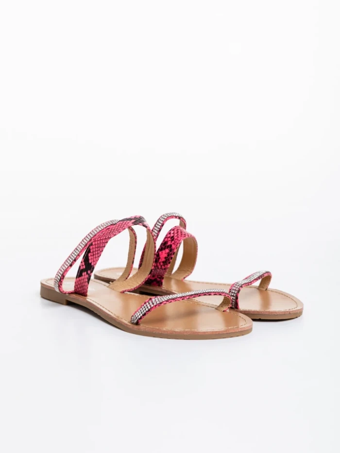 Papuci dama fucsia din piele ecologica Aurora