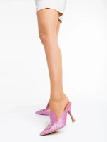 Saboti dama roz din material textil Kalyna