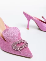 Saboti dama roz din material textil Kalyna