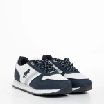 Pantofi sport copii albi cu albastru din material textil Lear