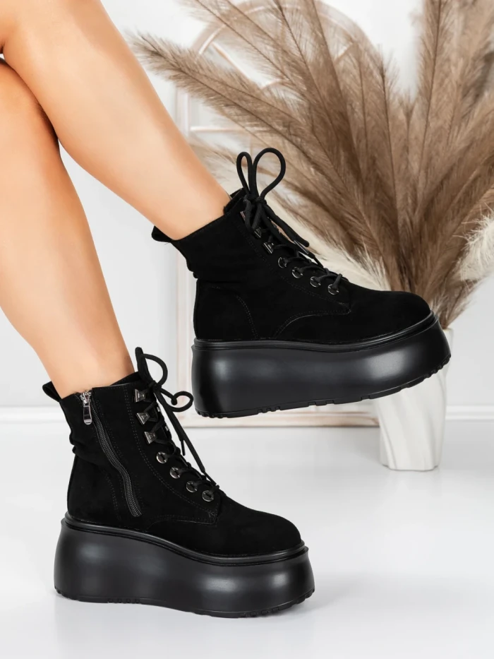 Ghete Dama cu Platforma 56WL16 BLACK | MEI