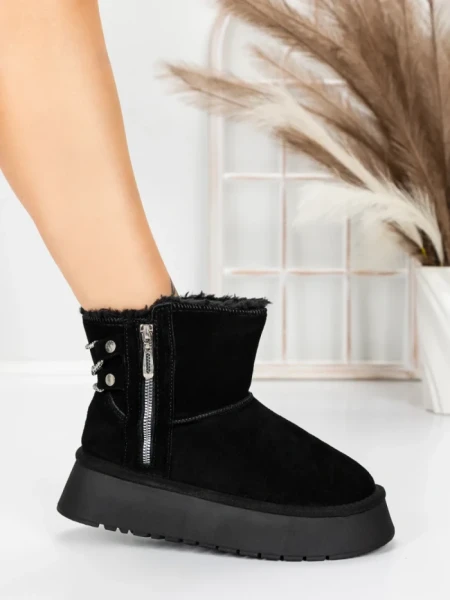 Ghete Dama din piele naturala 5WL105 BLACK | PANTOFUL