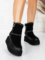 Ghete Dama din piele naturala 3ASJN75 BLACK | PANTOFUL